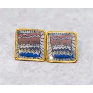 Vintage Square Geometric Gold Tone Stud Earrings - CF1